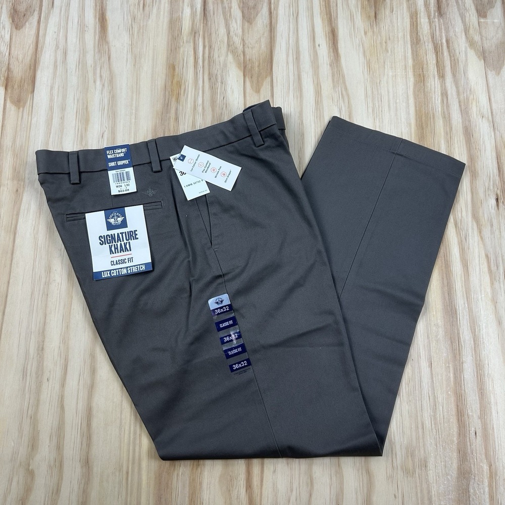 Dockers Men's NEW Signature Khaki Flex Pants 36x32 Classic Comfort Waistband